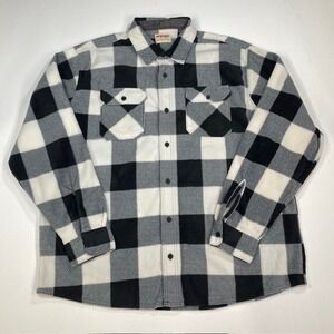 Wrangler Authentics Men's Buffalo Plaid Fleece‎ Long Sleeve Button Up Shirt 2XL